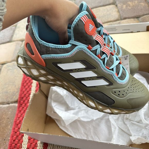 Adidas Web Boost Low Olive Strata Halo Blue Men's Athletic Shoes HQ6170 - Picture 10 of 12